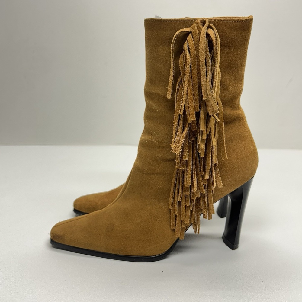 Predictions Suede Fringe Western Boots Vintage Y2K Boho Festival Heeled Size 6 - Picture 3 of 16